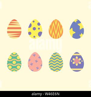 Set von ostereiern, frohe ostern flache Stil, Vektor-Illustration Stock Vektor