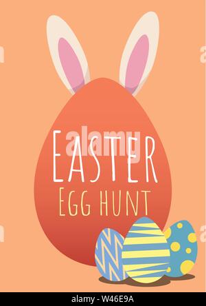 Frohe ostern Grußkarte mit Hase ostern und osterei, frohe ostern, Vektor-Illustration Stock Vektor