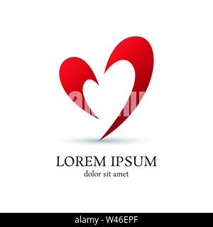 Liebe Vektor-Logo Design-Vorlage, minimal Herz-Symbol, valentine abstraktes Zeichen, Vektor-Illustration Stock Vektor