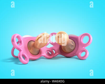 Baby anatomische Nippel dummy 3D-Render Abbildung auf blauem Hintergrund isoliert Stockfoto