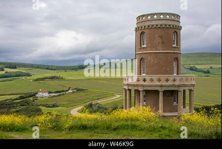 Clavell Turm mit Blick auf kimmeridge Bay, Dorset, England, Großbritannien Stockfoto