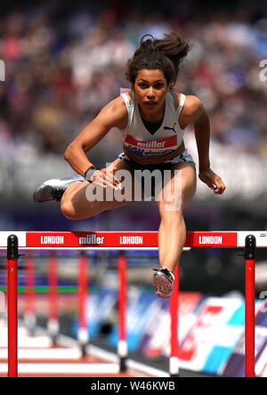 Großbritanniens Yasmin Miller in der Frauen 100m Hürden Wärme 2 während des Tages eine der IAAF Diamond League Treffen in London an der London Stadion. Stockfoto