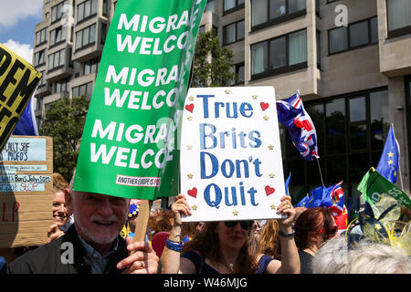 London, UK, 20. Juli 2019 - Tausende pro EU-Demonstranten nehmen Sie teil am "Nein zu Boris. Ja zu Europa" im März in London durch die Besten für Großbritannien Kampagne Gruppe organisiert. Credit: Dinendra Haria/Alamy leben Nachrichten Stockfoto