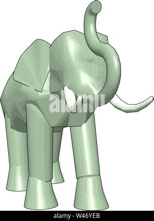 3D-Modell von Elefant, Illustration, Vektor auf weißem Hintergrund. Stock Vektor