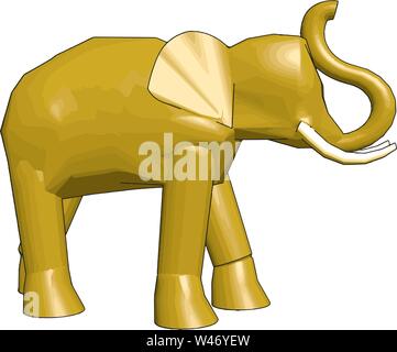 3D-Modell von Elefant, Illustration, Vektor auf weißem Hintergrund. Stock Vektor