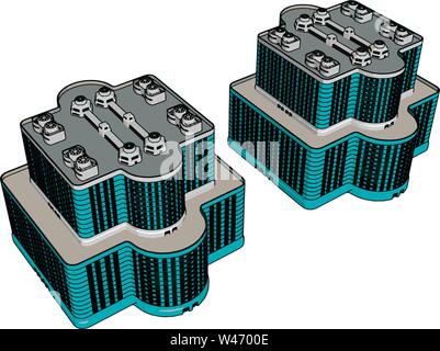 Zwei Geschäftshäuser, Illustration, Vektor auf weißem Hintergrund. Stock Vektor