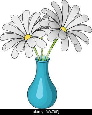 Blaue Vase mit Blumen, Illustration, Vektor auf weißem Hintergrund. Stock Vektor