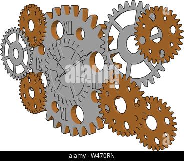 Silber Gänge, Illustration, Vektor auf weißem Hintergrund. Stock Vektor