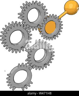 Zahn Zahnräder, Illustration, Vektor auf weißem Hintergrund. Stock Vektor