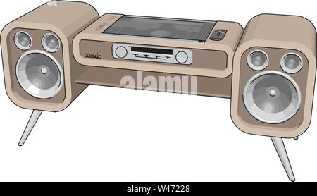 Alten Sound System, Illustration, Vektor auf weißem Hintergrund. Stock Vektor
