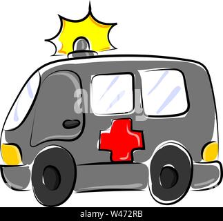 Ambulance car, Illustration, Vektor auf weißem Hintergrund. Stock Vektor