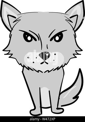 Wütend Wolf, Illustration, Vektor auf weißem Hintergrund. Stock Vektor