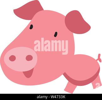 Schwein mit großen Kopf, Illustration, Vektor auf weißem Hintergrund. Stock Vektor