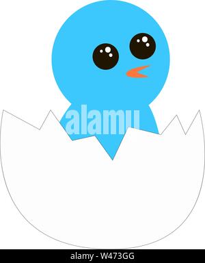 Blue Bird von Ei, Illustration, Vektor auf weißem Hintergrund. Stock Vektor