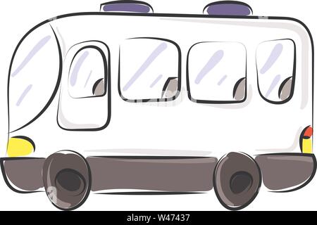 Weißen Bus, Illustration, Vektor auf weißem Hintergrund. Stock Vektor