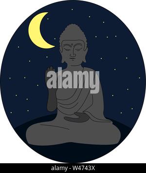 Statue von Buddha, Illustration, Vektor auf weißem Hintergrund. Stock Vektor