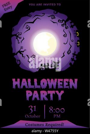 Glücklicher halloween Kreis Silhouette Hintergrund, Nachtparty Gruß, Vektor Illustration Stock Vektor