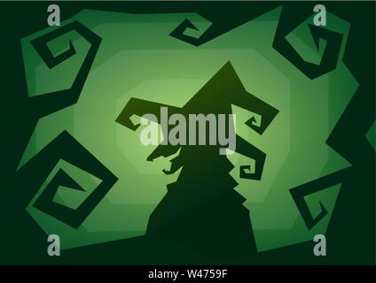 Glücklicher halloween-Silhouette-Hintergrund, Nachtpartygrüß, Vektor-Illustration Stock Vektor