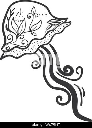 Quallen Tattoo, Illustration, Vektor auf weißem Hintergrund. Stock Vektor