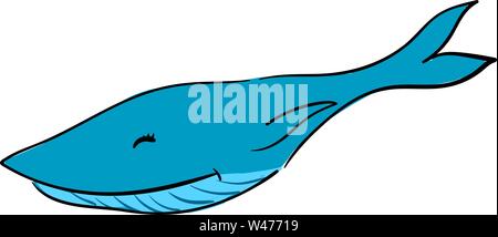 Happy blue Lange Wal, Illustration, Vektor auf weißem Hintergrund. Stock Vektor