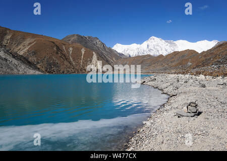 Gipfel des Cho Oyu (8.188 m) von Gokyo, Nepal Stockfoto