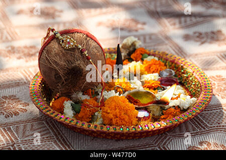 Nahaufnahme von einem Rakhi thali Stockfoto