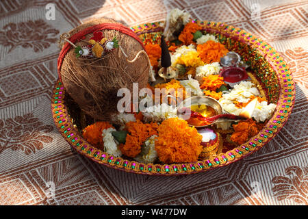 Nahaufnahme von einem Rakhi thali Stockfoto