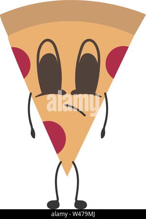 Traurig Pizza, Illustration, Vektor auf weißem Hintergrund. Stock Vektor