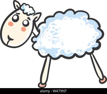 Traurige kleine Schafe, Illustration, Vektor auf weißem Hintergrund. Stock Vektor