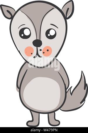 Traurig Wolf, Illustration, Vektor auf weißem Hintergrund. Stock Vektor