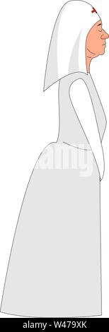 Schwester der Barmherzigkeit, Illustration, Vektor auf weißem Hintergrund. Stock Vektor