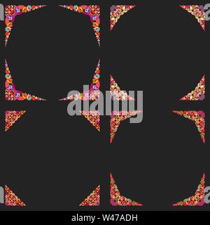 Gebogene Stein Mosaik Seite Ecke Design Set - vektor design elemente Stock Vektor