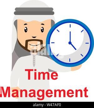 Arabische mit Uhr, Illustration, Vektor auf weißem Hintergrund. Stock Vektor