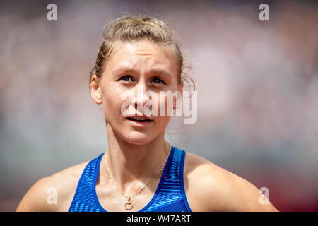 London, Großbritannien. 20. Juli 2019. Elvira Herman (BLR), Frauen 100m Hürden (Diamond League) während der iaaf Diamond League - Muller Geburtstag Spiele - London Grand Prix 2019 auf dem Londoner Stadion, Queen Elizabeth Olympic Park, London, England am 20. Juli 2019. Foto von salvio Calabrese. Credit: UK Sport Pics Ltd/Alamy leben Nachrichten Stockfoto