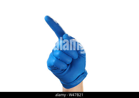 Männliche Hand in Hand auf einen weißen Hintergrund, eine gute Idee, Illustration von Zeichen und Symbolen. Stockfoto