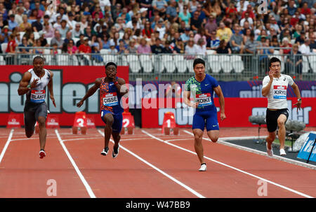 London, Großbritannien. 20. Juli 2019. LONDON, ENGLAND. Juli 20: L-R Yohan Blake (Jam) und Arthur Cisse (CIV) Yuki Koike (JPN) und Yoshihide (JPN) in 100 m Men's Final während des Tages eine der Muller Geburtstag Spiele in London Stadion am 20. Juli 2019 in London, England konkurrieren. Credit: Aktion Foto Sport/Alamy leben Nachrichten Stockfoto