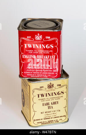 Retro Twinings Lose Teedosen, Nahaufnahme Stockfoto