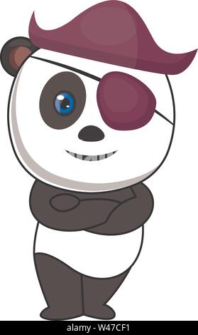 Pirate Panda, Illustration, Vektor auf weißem Hintergrund. Stock Vektor