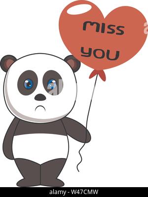 Panda mit Ballon, Illustration, Vektor auf weißem Hintergrund. Stock Vektor
