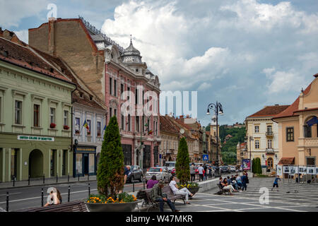 Der Rat Square, Altstadt, Brasov, Rumänien Stockfoto