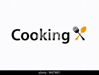 Kochen Vector Illustration. Minimalistische Schriftzug Art. Stock Vektor