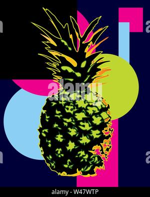 Abstrakte grüne Ananas mit retro style Hintergrund Stockfoto