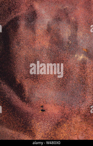 Um Korrosion des Metalls Rusty oxidiert Alte Textur Oberfläche. Grunge rostigem Eisen Abstrakt Hintergrund. Stockfoto