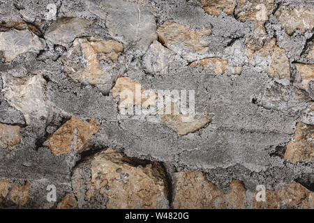 Stein und Zement Wand Hintergrund und Textur. Natürliches Design Konzept. Stockfoto