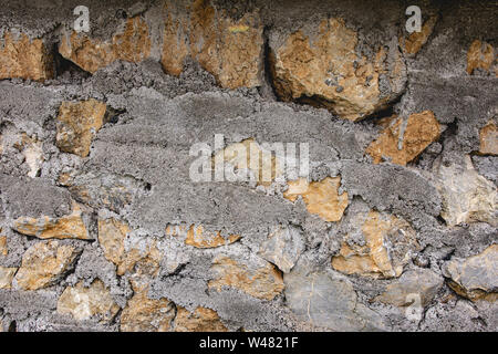Stein und Zement Wand Hintergrund und Textur. Natürliches Design Konzept. Stockfoto