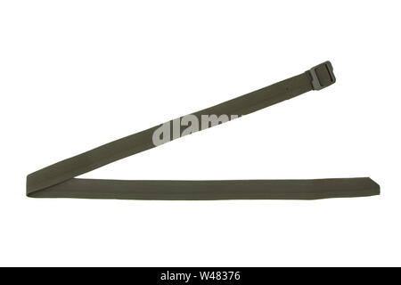 Grün Nylon Gurt zur Befestigung, Gurt auf weißem Hintergrund. Stockfoto