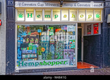 Amsterdam Hanf shop Fenster im Stadtzentrum Stockfoto