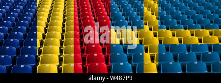 Rumänien, Rumänisch, Schweden, Schwedische Stadion Sitzplätze Konzept. Der europäische Fußball Qualifikation spielen. Stockfoto