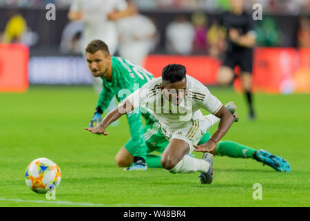 Houston, Texas, USA. 20. Juli 2019. Real Madrid weiterleiten [(27) Während der Internationalen Champions Cup zwischen Real Madrid und Bayern München FC am NRG Stadion in Houston, Texas. Die endgültige Bayern Muenchen gewinnt 3-1. © Maria Lysaker/CSM/Alamy leben Nachrichten Stockfoto