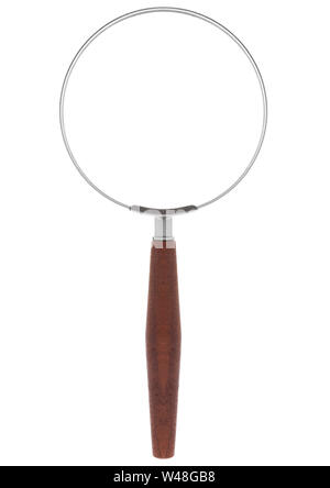 Lupe auf weißem Hintergrund Stockfoto